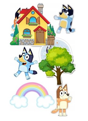 Blue Bingo Hunde Essbar +12 Muffin Tortenaufleger Torte Geburstag Zuckermasse