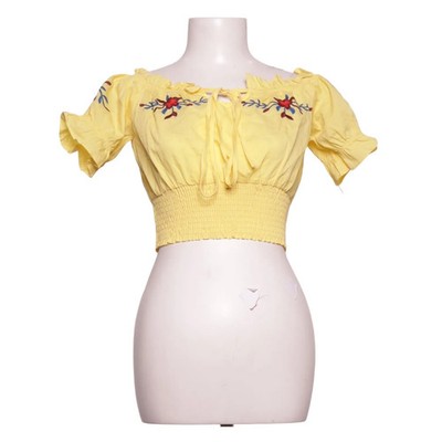Qiao Mei Jia Ren, Crop Top, Größe: M, Gelb/Mehrfarbig, Blumen, Damen #01n