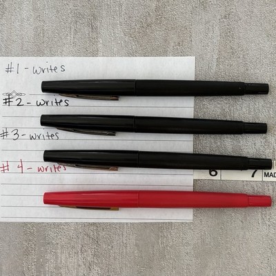 Vintage 1980's Paper Mate Flair Felt Tip Pens Lot of 4 Black & Red