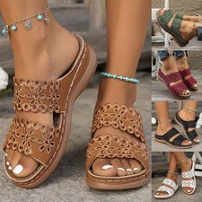 Womens Summer Wedge Heel Sandals Casual Slippers Ladies Slip On Shoes Mules 2026