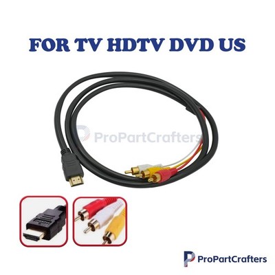 Cable Cord Adapter For TV HDTV DVD 1080P HDMI Male To 3 RCA S-Video AV Audio US
