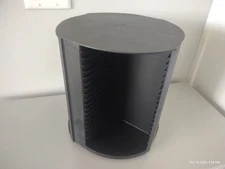 LASERLINE 80 CD Storage Spinning Carousel Rack Tower Rotating Black Round