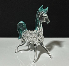 Glass Blown Horse with Teal Accents Art Miniature Glass Figurine