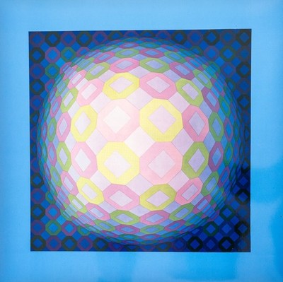 Vasarely Heliogravur aus Structures L'OCTOGONE, Edition Griffon Neuchatel 1975