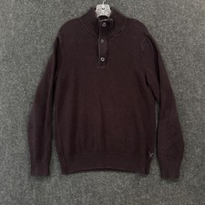 American Eagle Sweater Men's Large Brown Athletic Fit Mock Neck Button Pullover