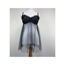 Victoria's Secret Black Lace and Mesh Babydoll Lingerie Top SZ XL NWT Boudoir