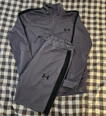 Under Armour Herren Trainingsanzug 2-teilig Jacke Zip+Hose grau/schwarz L