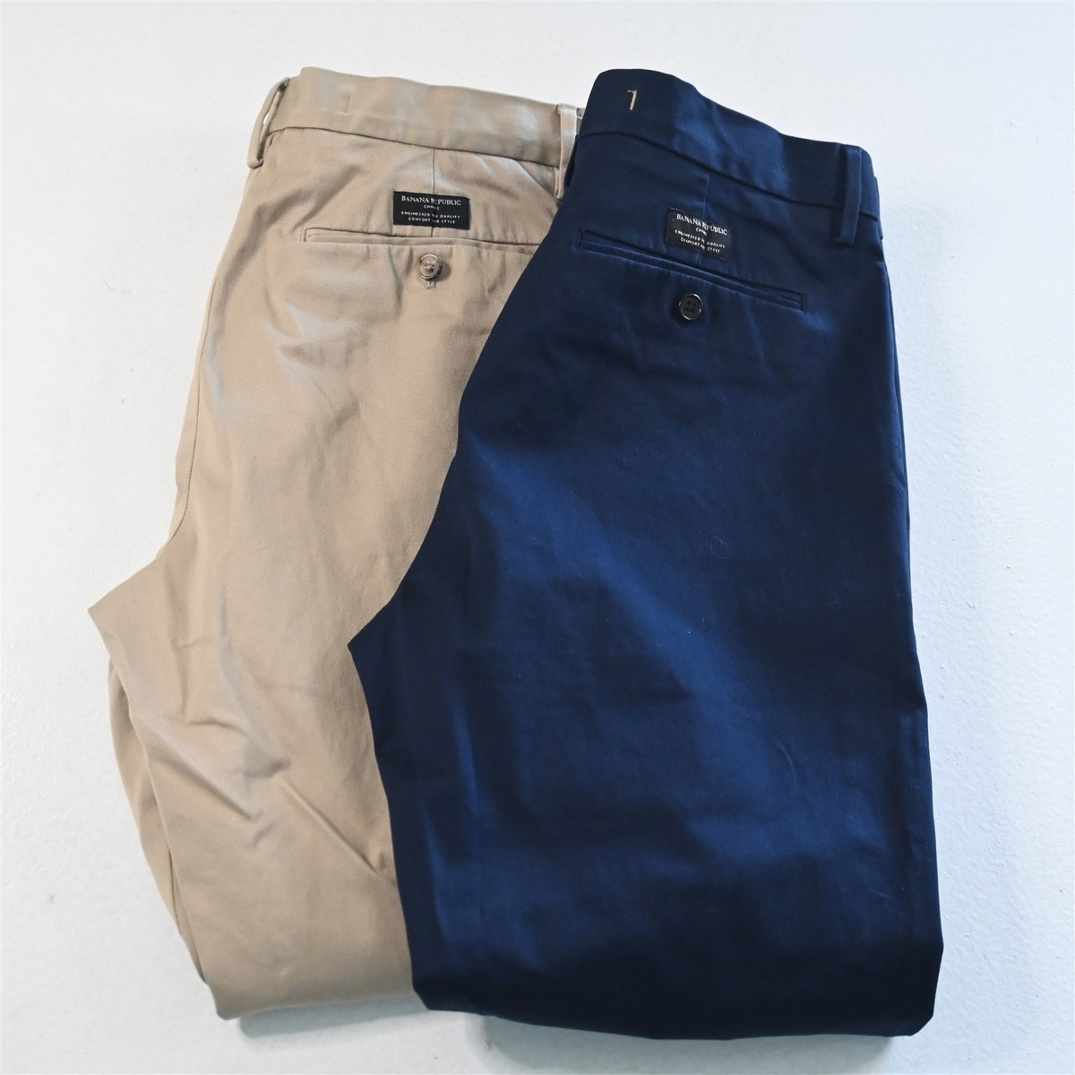 Lot Banana Republic 32x30 Navy Khaki Rapid Movement Slim Chinos Mens Pants