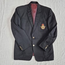 Alexandre Oxford Street Blazer Jacket Black RAF Badge Crest Buttons Vtg 40" S