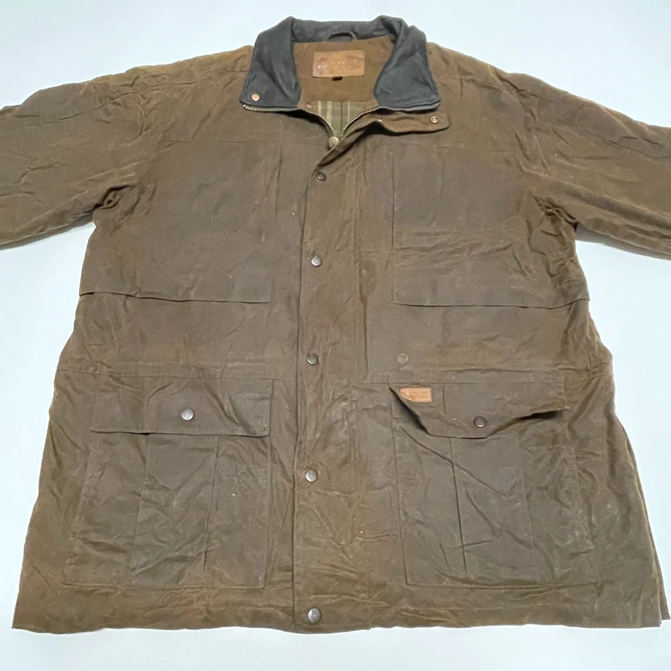 Outback Trading Company Wax Jacket Mens 2XL Brown Oilskin Country Outdoor Chore - Image 4 of 4