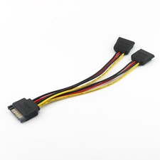 SATA 15pin Male to 2x 15pin Female SATA Hard Disk Power Splitter Extension Cable