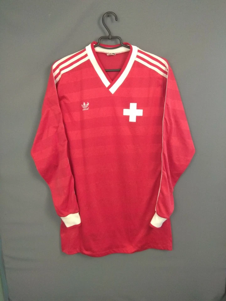 Camiseta Suiza Match Worn 1987 Camiseta Manga Larga Fútbol Adidas ig93 Foto 2 de 4