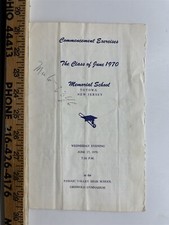1970 Graduation Program Memorial School Totawa New Jersey Vintage