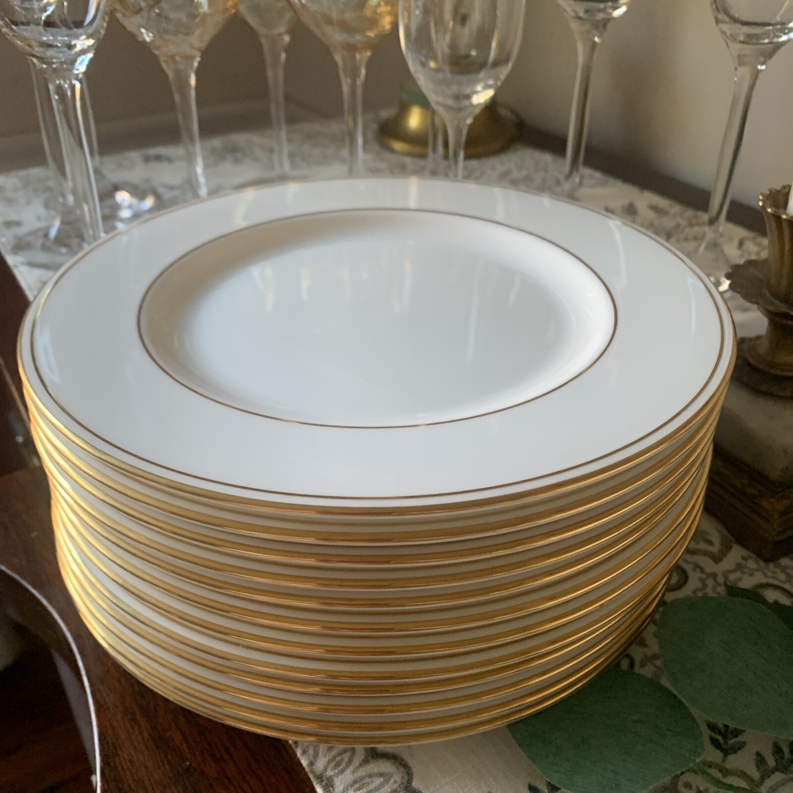 4 Lenox China Classics FEDERAL GOLD White Salad Plates NEVER USED