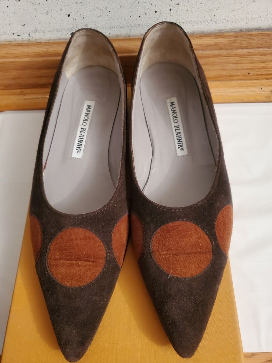 MANOLO BLAHNIK スエードミュール　36.5 Manolo Blahnik Authentic Women's Suede Brown Shoes 36 EU