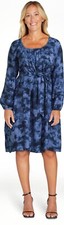 Terra & Sky Women's Plus Size Shirred Long Sleeve Mini Dress, Sizes (3X) - (4X)