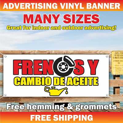 FRENOS Y CAMBIO DE ACEITE  Advertising Banner Vinyl Mesh Sign brakes oil change