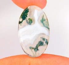 11 Cts Natural Green Moss Agate Oval Cabochon Loose Gemstone 24x14x4 mm CG 0201