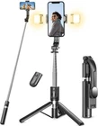 Selfie-Stick-Stativ mit 2 Fülllichtern, extra langes 45-Zoll-Stativ mit abnehmba