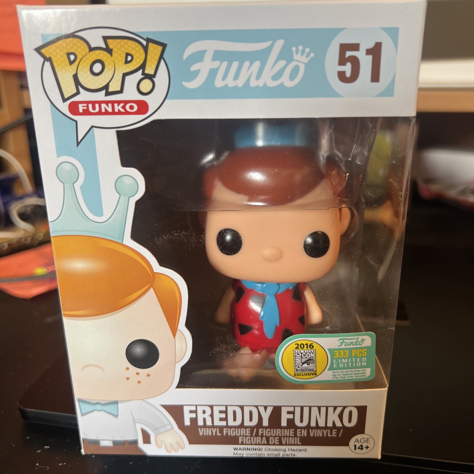 Funko Pop 2016 Freddy Funko Como Fred Flintstone Sdcc L.e 1/333 Piezas! ¡Nuevo Sin Precio! # 51