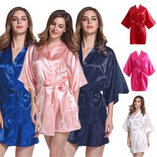 Satin Kimono Robe Wedding Dressing Bathrobe Gown Bridesmaid Sleepwear Home uk
