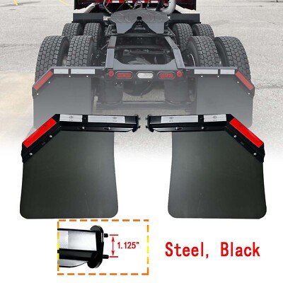 Universal Semi-Truck Angled HD Spring Loaded Mud Flap Hanger Kit Mudflap 24''*24''