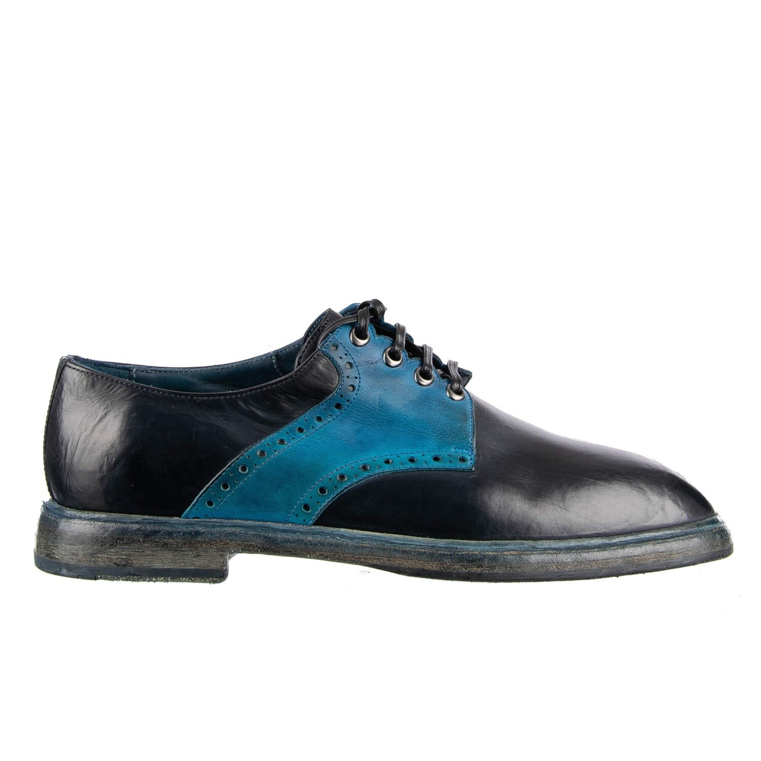DOLCE & GABBANA Vintage Style Derby Shoes MARSALA Blue Navy 08606