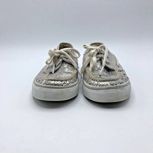 Sperry Top Sider 9383266 Women Silver Sequin Boat Shoe Size 6M Pre Owned - Picture 5 of 12