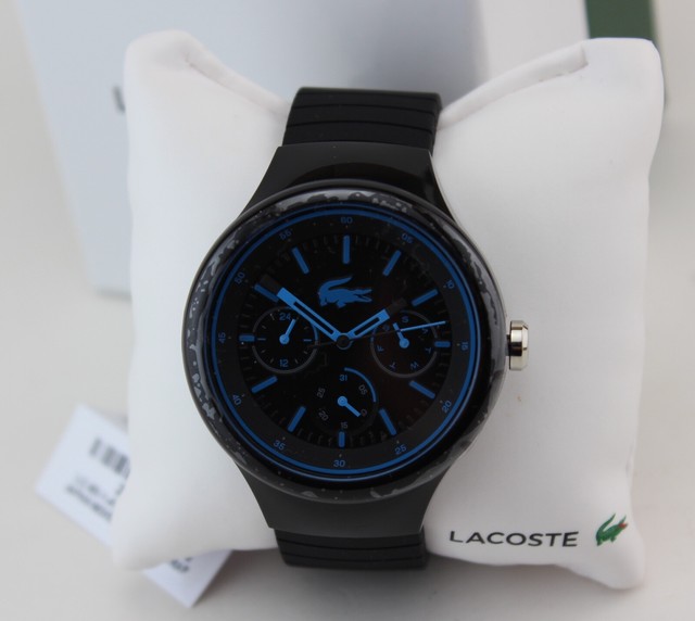 black and blue lacoste watch