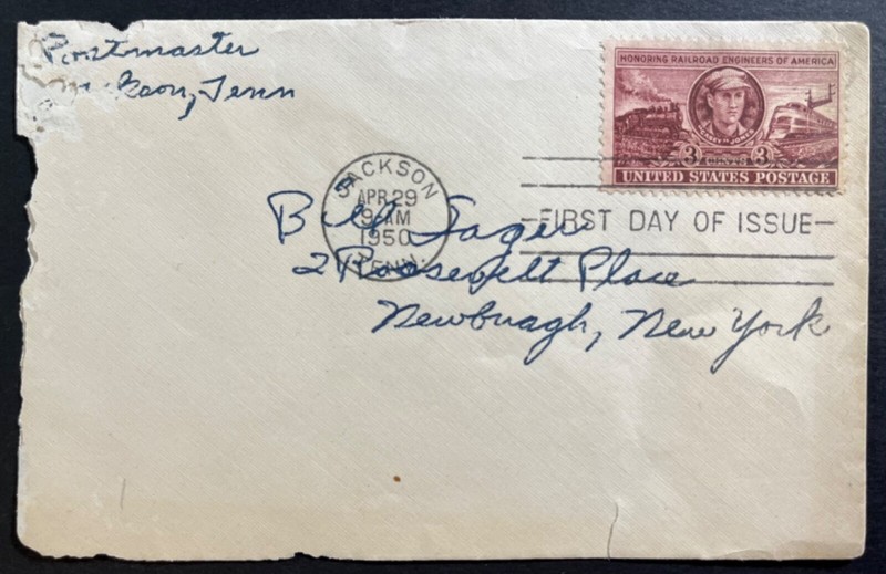 U.S., Scott #993 First Day Cover April 29, 1950, Jackson, TN, Postally Used