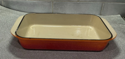 Le Creuset rechteckiger Bräter Gusseisen orange Größe 30 Bräter Tablett
