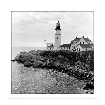 Berenice Abbott Lighthouse Maine Sea Coast Photo Square Framed Mountless Art