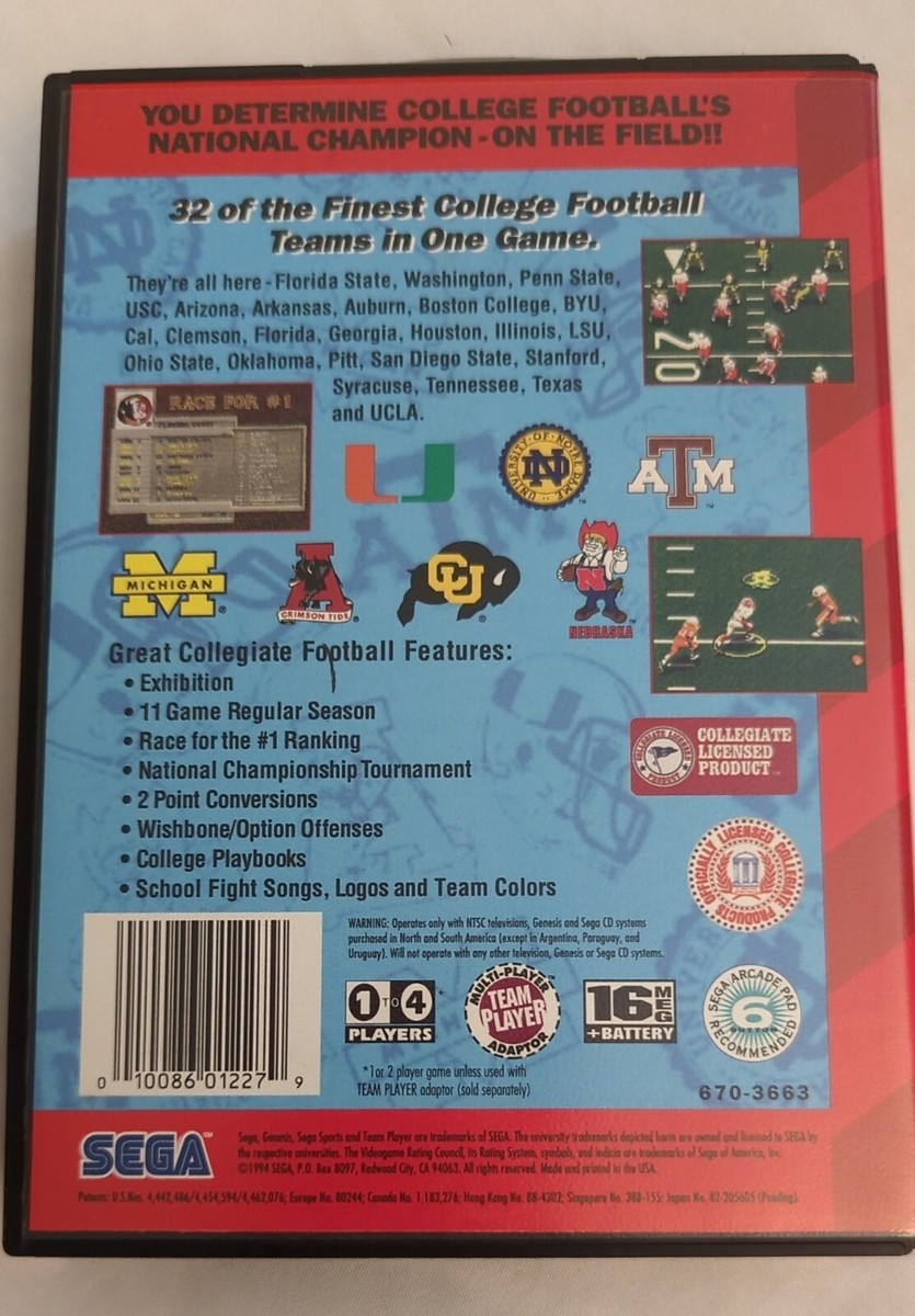 College Football's National Championship For Sega Genesis