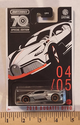 Matchbox 2023 - 70 Years Special Edition Silver - 2018 BUGATTI DIVO