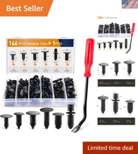 146PCS Nylon Bumper Shield Retainer Clips & Fastener Remover for All Cars
