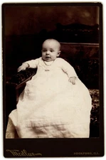 Cabinet Card Circa 1890s Medlar Baby In Gown Rockford Illinois