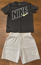 Kids Nike Dri-Fit Shorts T-Shirt Set Toddler Black/Gray-Volt Size 4T 45