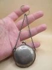 Chester Sterling Silver Coin Purse With Finger Ring Chain Leather Lined
