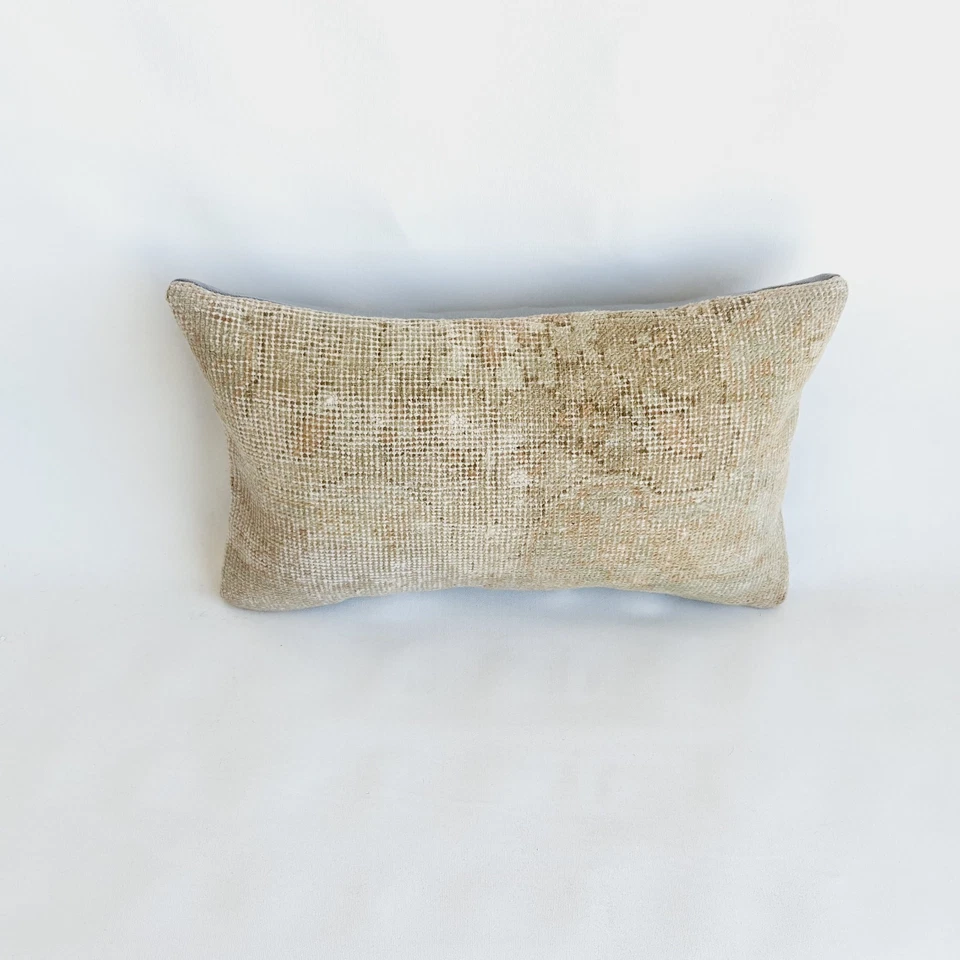 Vintage Handwoven Rug Pillow Cover , 12x20 in Boho Pillow - Image 2 of 4