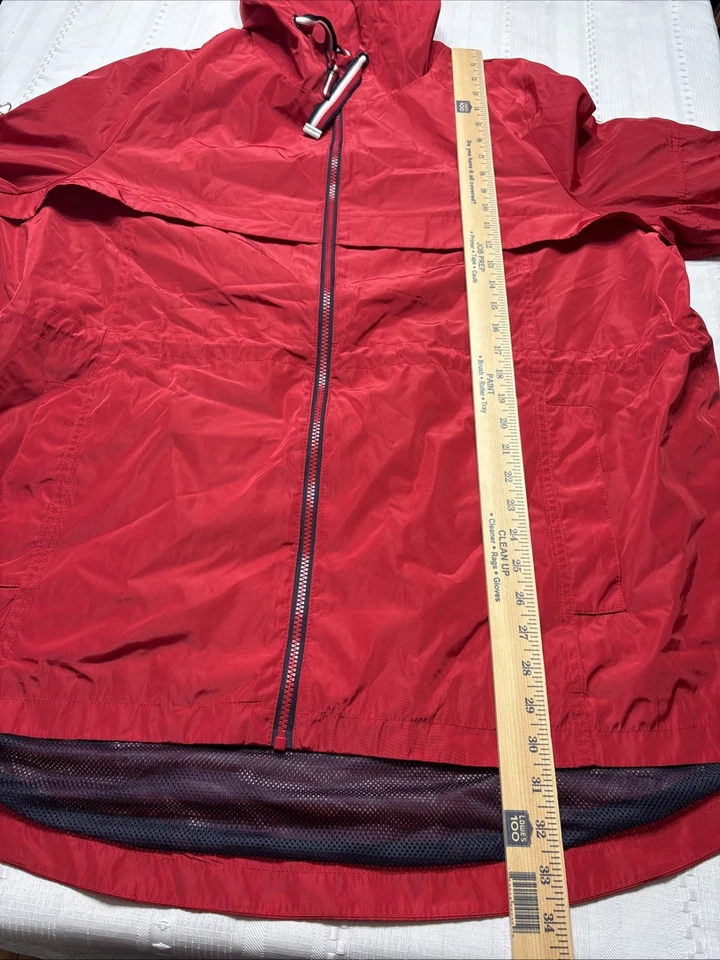Tommy Hilfiger Mujer Chaqueta de Lluvia Roja con Capucha-Talla XXL Foto 3 de 4
