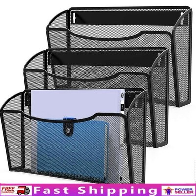 Heavy Duty Wall File Organizer Letter Size Metal Storage Rack Vertical Holder US