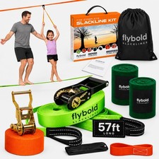 flybold Slackline Kit for Kids and Adults - 57 ft Balance Rope with Training ...