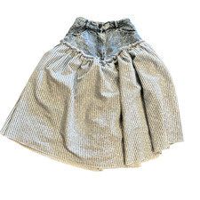 Vintage 80s Rave Acid Wash Jean Skirt Size XS western Cottage ditsy floral