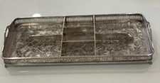 Wilcox Silverplate Footed Gallery Tray Removeable Dividers 1950 SP International