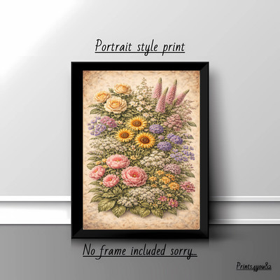 BOTANICAL FLOWERS VINTAGE 3D A4 PRINT PICTURE POSTER WALL ART HOME DECOR GIFT