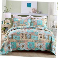 Quilts Queen Size Bedspread Set - 100 Cotton Queen 90 x 98 inch Sea  Beach