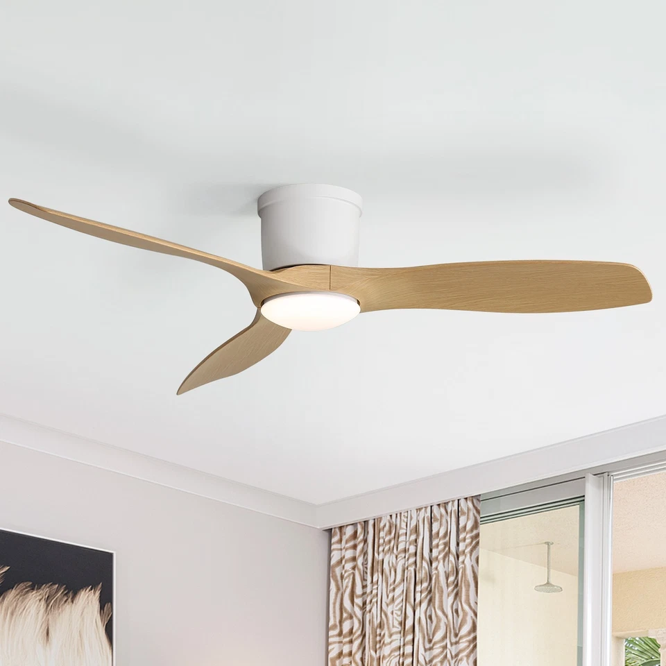 SOFUCOR 132cm weißer Deckenventilator mit LED-Licht und 6 Geschwindigkeiten Fernbedienun
