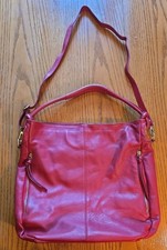 Italian Vera Pelle Leather Shoulder Boho Bag Red Made in Italy Genuine Leather