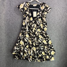 Universal Thread Women's Black Yellow Floral Ruffle Tiered Mini Dress Size M NWT
