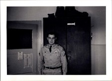Vintage 1950s-60s US Army Soldier Portrait Photo Black  White Military Uniform